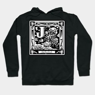 J is For Jellyfish Tea Party - White Outlined Version Hoodie